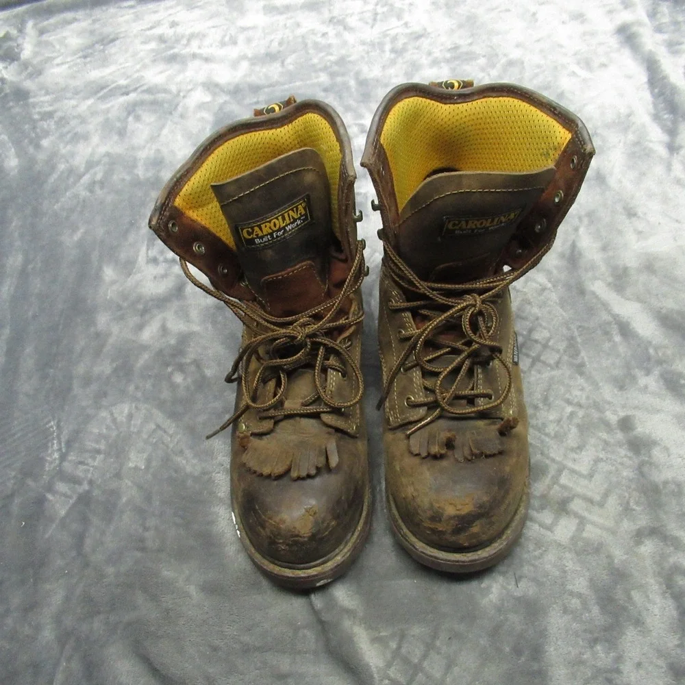 Carolina Mens Work Boots 8.5D Waterproof Composite Toe Brown Leather Lace Logger